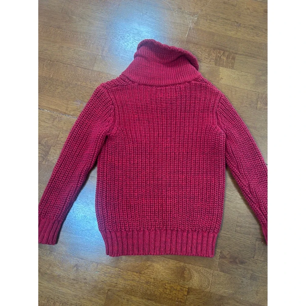 Old Navy Sweater Toddler 3T Red Shawl Collar Button Chunky Knit Pullover